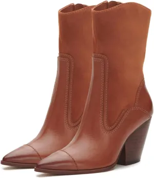 SHODENSE Women Chunky Stacked Heel Cowboy Boots Mid Calf Pointed Toe Side Zipper Suede Cowboy Cowgirl Boots Cap Toe Two-Toned Chelsea Boots Crocodile Patchwork Stitched Fall Fashion Dressy 4-11 M US