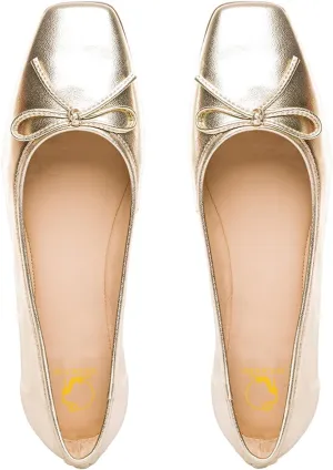 SHODENSE Women Flats Shoes Bow Square Closed Toe Ballet Flats Slip On Metallic Flat Shoe Matte Patent Leather Snakeskin Low Hidden Wedge Heel Office Work Shoes Driving Flats Church Club Fall 4-11 M US