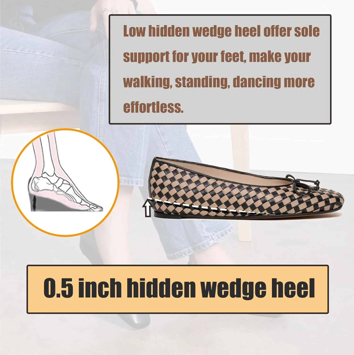 SHODENSE Women Flats Shoes Bow Square Closed Toe Ballet Flats Slip On Metallic Flat Shoe Matte Patent Leather Snakeskin Low Hidden Wedge Heel Office Work Shoes Driving Flats Church Club Fall 4-11 M US