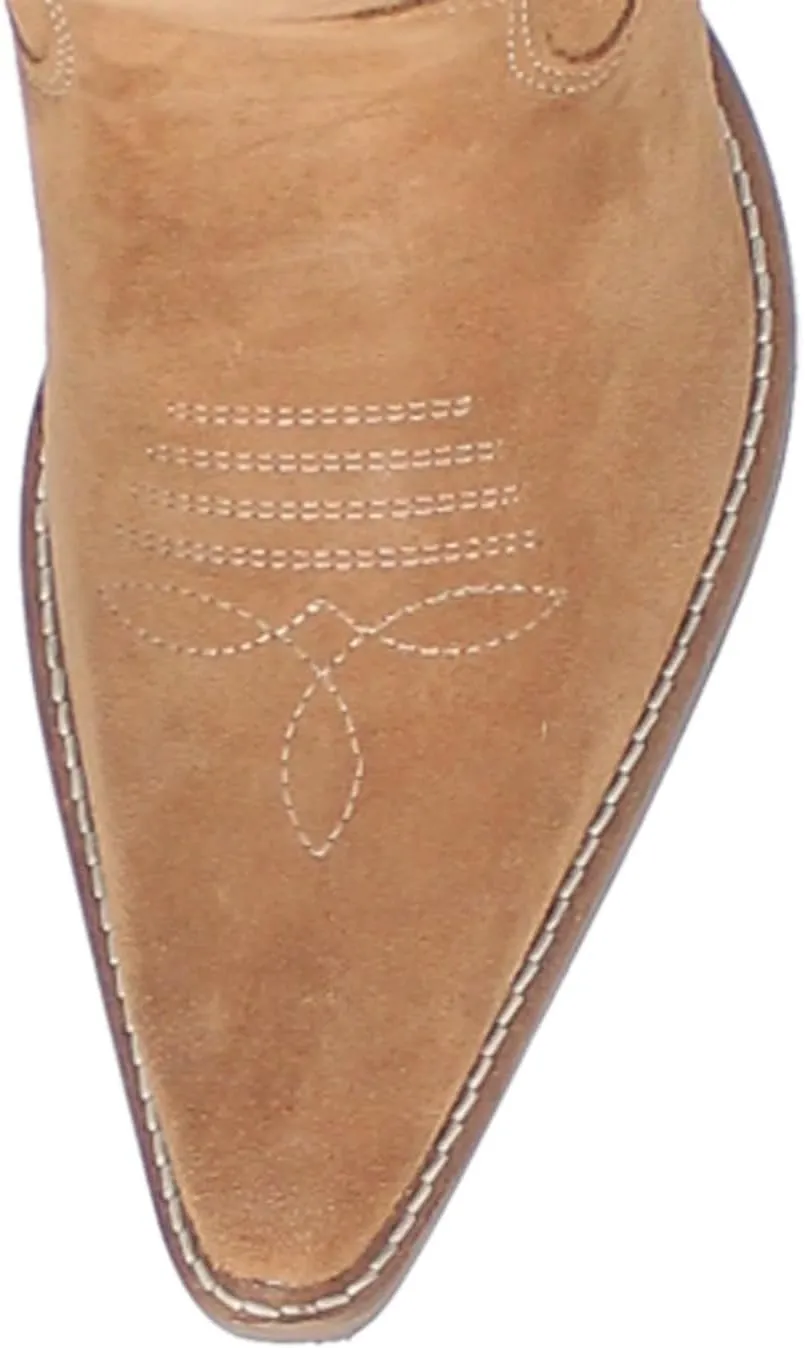 SHODENSE Women Suede Knee High Cowgirl Cowboy Boots Embroidered Stacked Heel Pointed Toe Tall Western Boots Pull On Wide Calf Low Chunky Heel Dress Long Boots Vintage Casual 4-11 M US