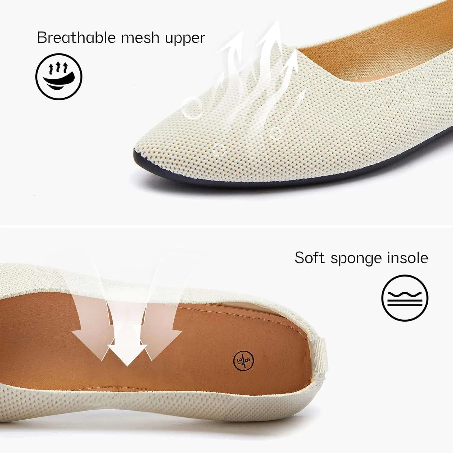 Shupua Women's Flats Shoes Pointed Toe Flats Comfortable Slip on Shoes Flat Dress Shoes Black Ballet Flats for Women