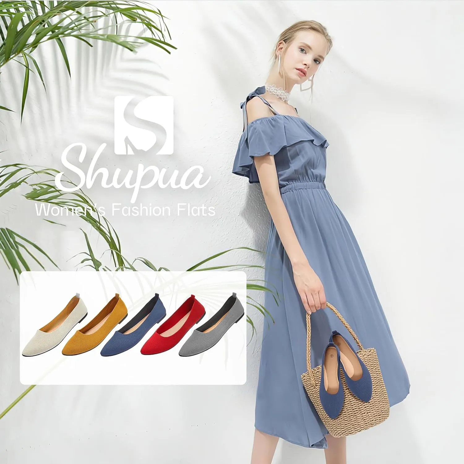 Shupua Women's Flats Shoes Pointed Toe Flats Comfortable Slip on Shoes Flat Dress Shoes Black Ballet Flats for Women