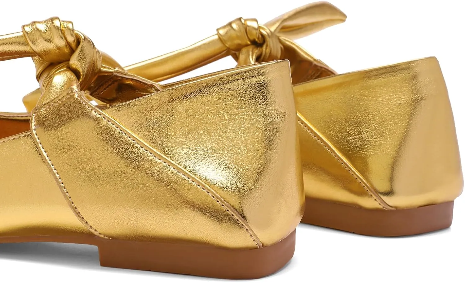 Silver Bow Ballet Flats Shoes for Women Bow Tie Slip On Mary Jane Flats Square Toe Casual Dress Ballerina Shoes