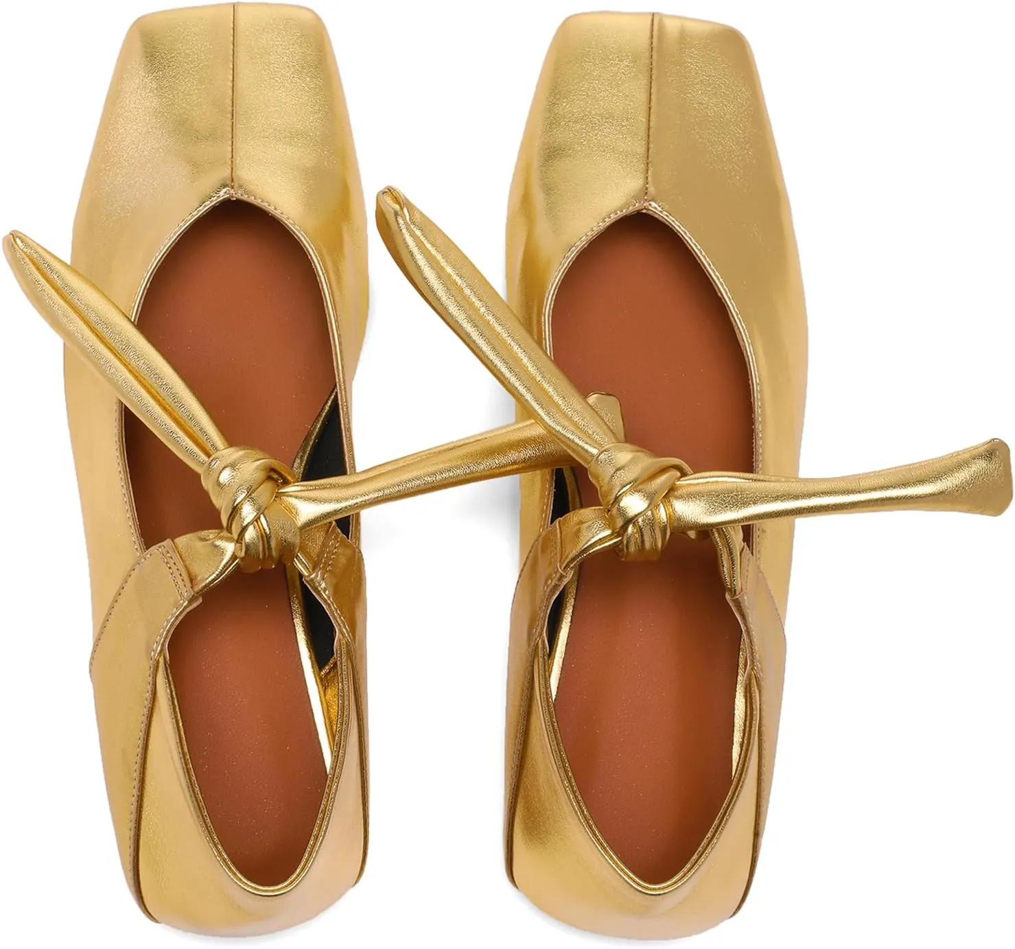 Silver Bow Ballet Flats Shoes for Women Bow Tie Slip On Mary Jane Flats Square Toe Casual Dress Ballerina Shoes