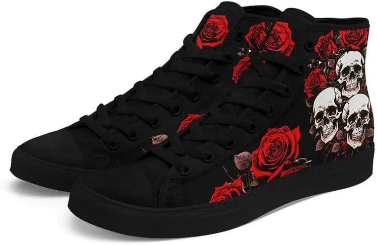 Skull High Tops Canvas Shoes for Men Women Classic Lace Up Gothic Fashion Sneaker Street Casual Canvas Sneakers