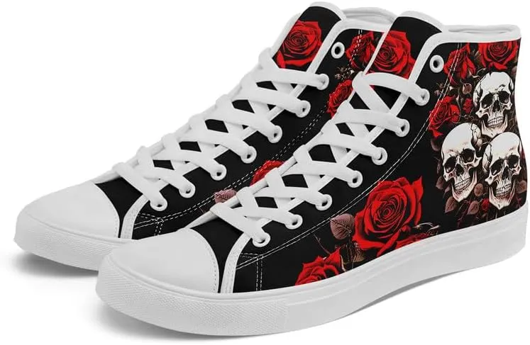 Skull High Tops Canvas Shoes for Men Women Classic Lace Up Gothic Fashion Sneaker Street Casual Canvas Sneakers