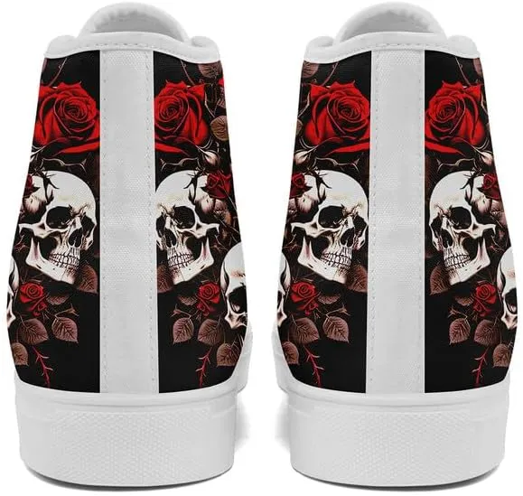 Skull High Tops Canvas Shoes for Men Women Classic Lace Up Gothic Fashion Sneaker Street Casual Canvas Sneakers