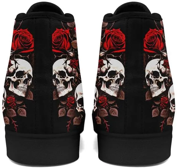 Skull High Tops Canvas Shoes for Men Women Classic Lace Up Gothic Fashion Sneaker Street Casual Canvas Sneakers