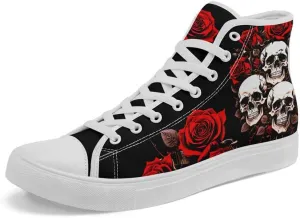 Skull High Tops Canvas Shoes for Men Women Classic Lace Up Gothic Fashion Sneaker Street Casual Canvas Sneakers