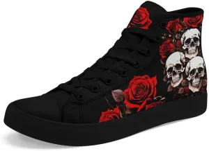 Skull High Tops Canvas Shoes for Men Women Classic Lace Up Gothic Fashion Sneaker Street Casual Canvas Sneakers