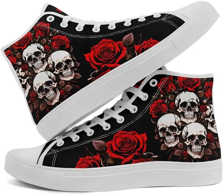 Skull High Tops Canvas Shoes for Men Women Classic Lace Up Gothic Fashion Sneaker Street Casual Canvas Sneakers