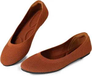 Slocyclub Flat Shoes for Women Classic Pointed Toe Slip On Ballet Shoes Knitted Texture Black Comfortable Dress Shoes