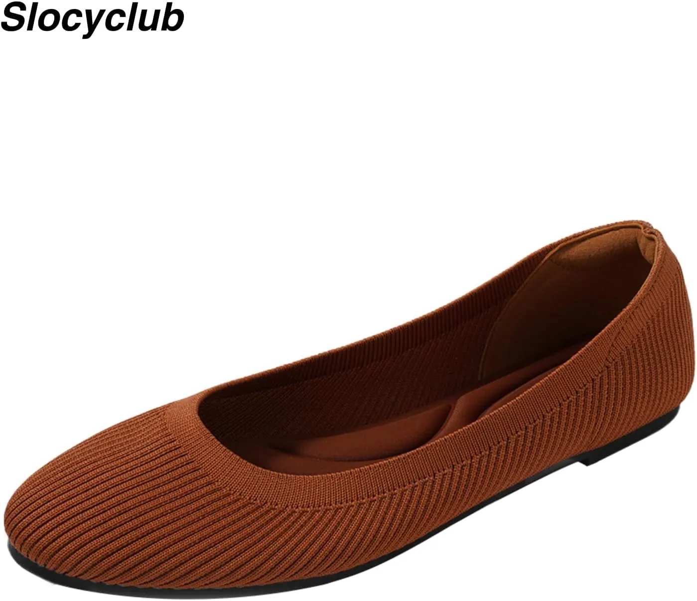 Slocyclub Flat Shoes for Women Classic Pointed Toe Slip On Ballet Shoes Knitted Texture Black Comfortable Dress Shoes