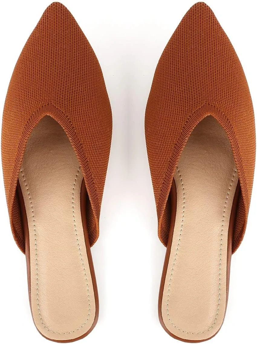 Slocyclub Women's Flat Mules - Comfortable Pointed Toe Slip-On Loafers for Early Spring