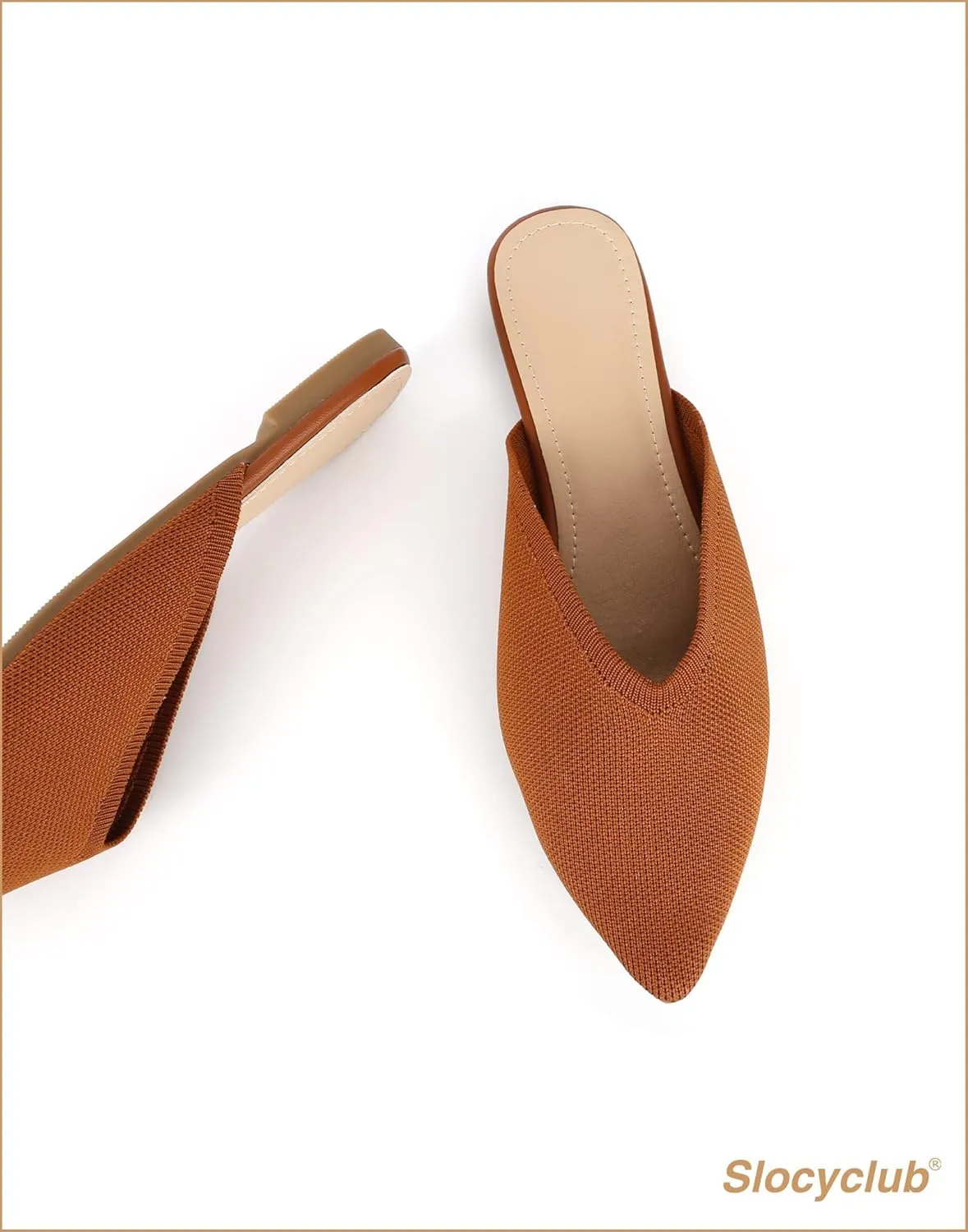 Slocyclub Women's Flat Mules - Comfortable Pointed Toe Slip-On Loafers for Early Spring