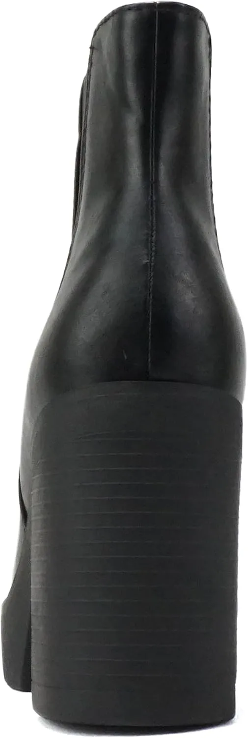 Soda EDITOR ~ Women Lug Sole High Heel Chelsea Fashion Ankle Boot w/Double Elastic Gore