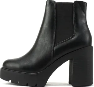 Soda EDITOR ~ Women Lug Sole High Heel Chelsea Fashion Ankle Boot w/Double Elastic Gore