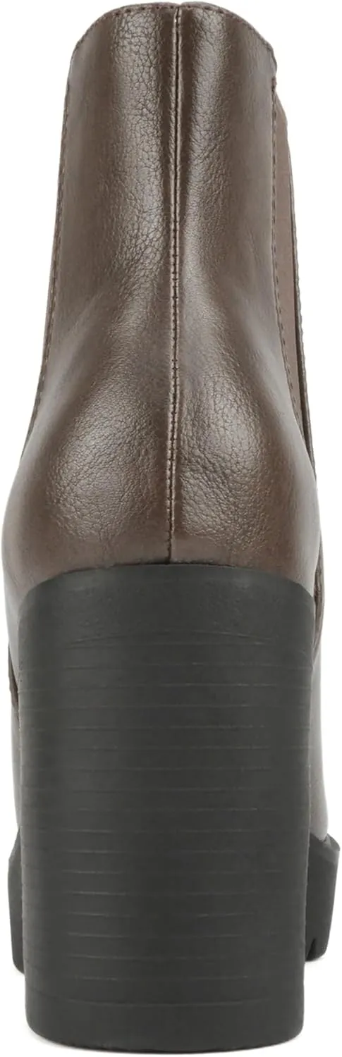 Soda EDITOR ~ Women Lug Sole High Heel Chelsea Fashion Ankle Boot w/Double Elastic Gore