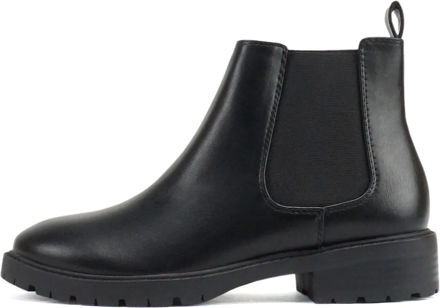 Soda “HOPPER” ~ Women Round Toe Double Elastic Gore Lug Sole Low Heel Chelsea Ankle Boot Bootie