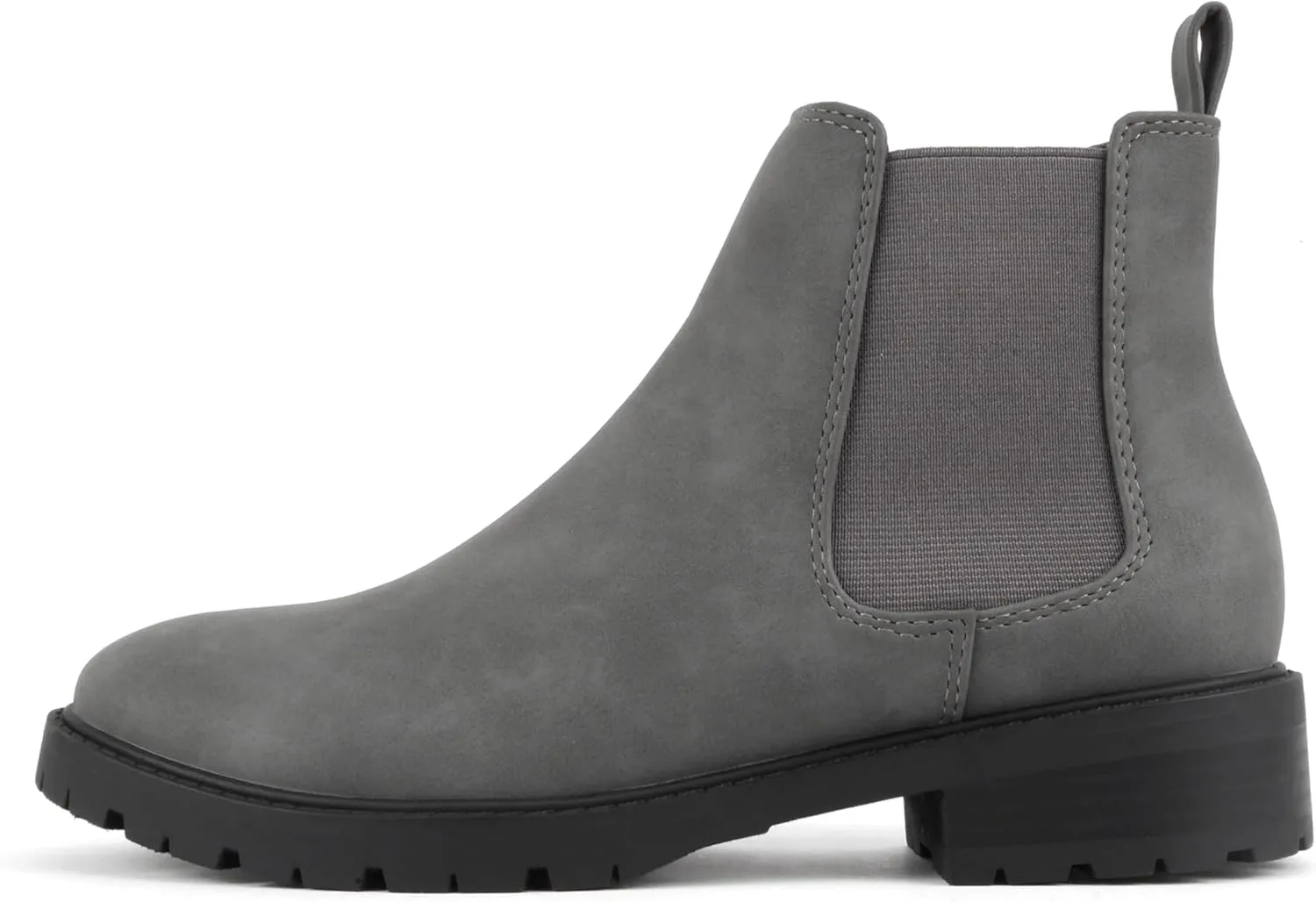 Soda “HOPPER” ~ Women Round Toe Double Elastic Gore Lug Sole Low Heel Chelsea Ankle Boot Bootie