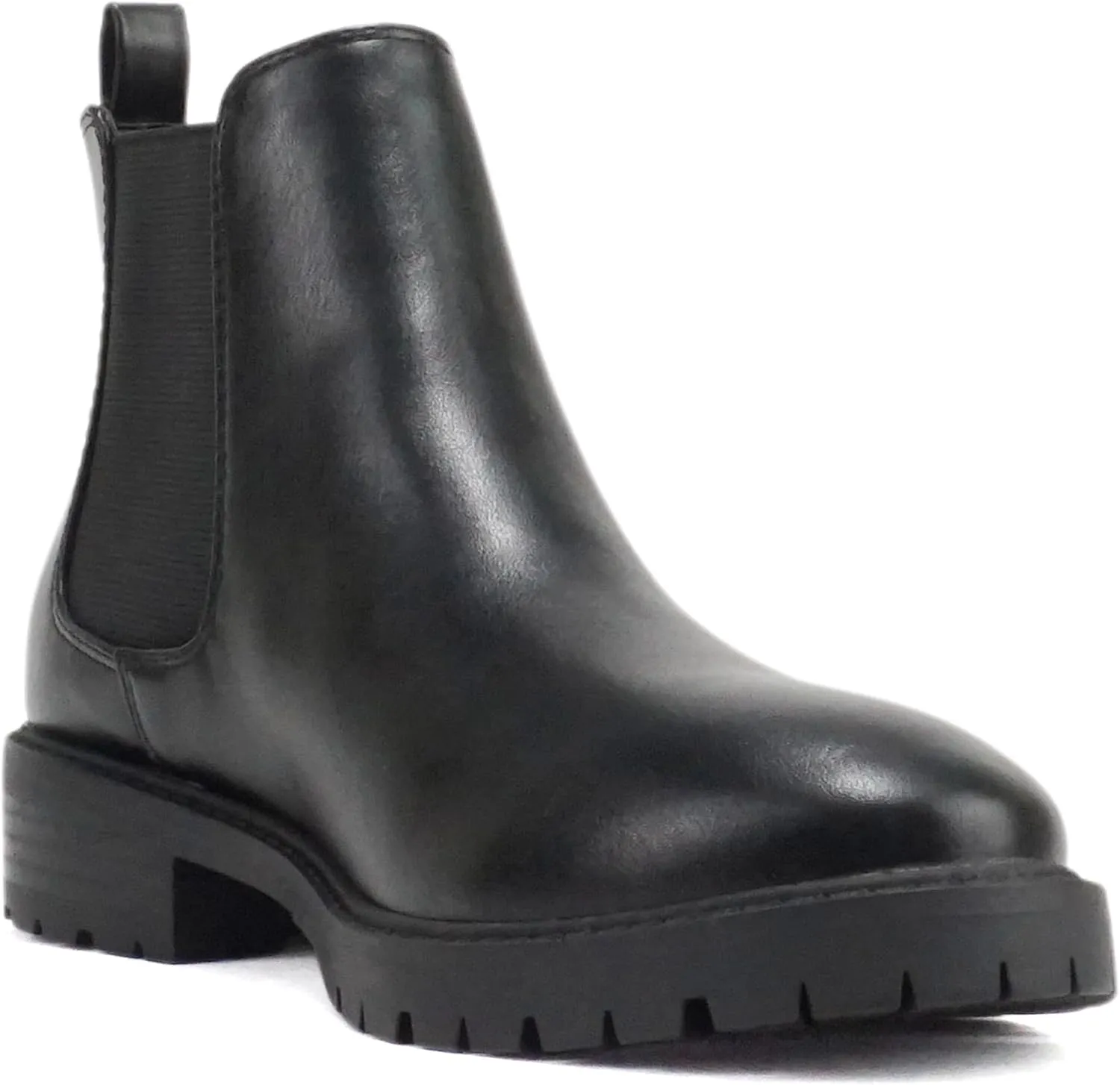 Soda “HOPPER” ~ Women Round Toe Double Elastic Gore Lug Sole Low Heel Chelsea Ankle Boot Bootie