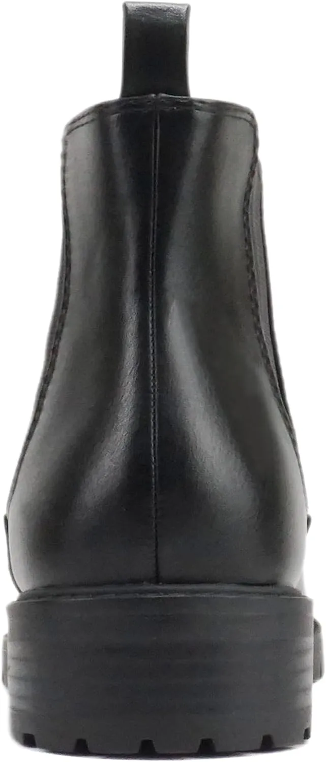Soda “HOPPER” ~ Women Round Toe Double Elastic Gore Lug Sole Low Heel Chelsea Ankle Boot Bootie