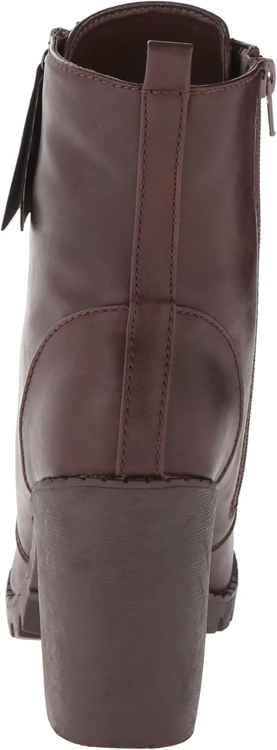 Soda Malia Round Toe Stacked Lug Heel Lace Up Ankle Booties