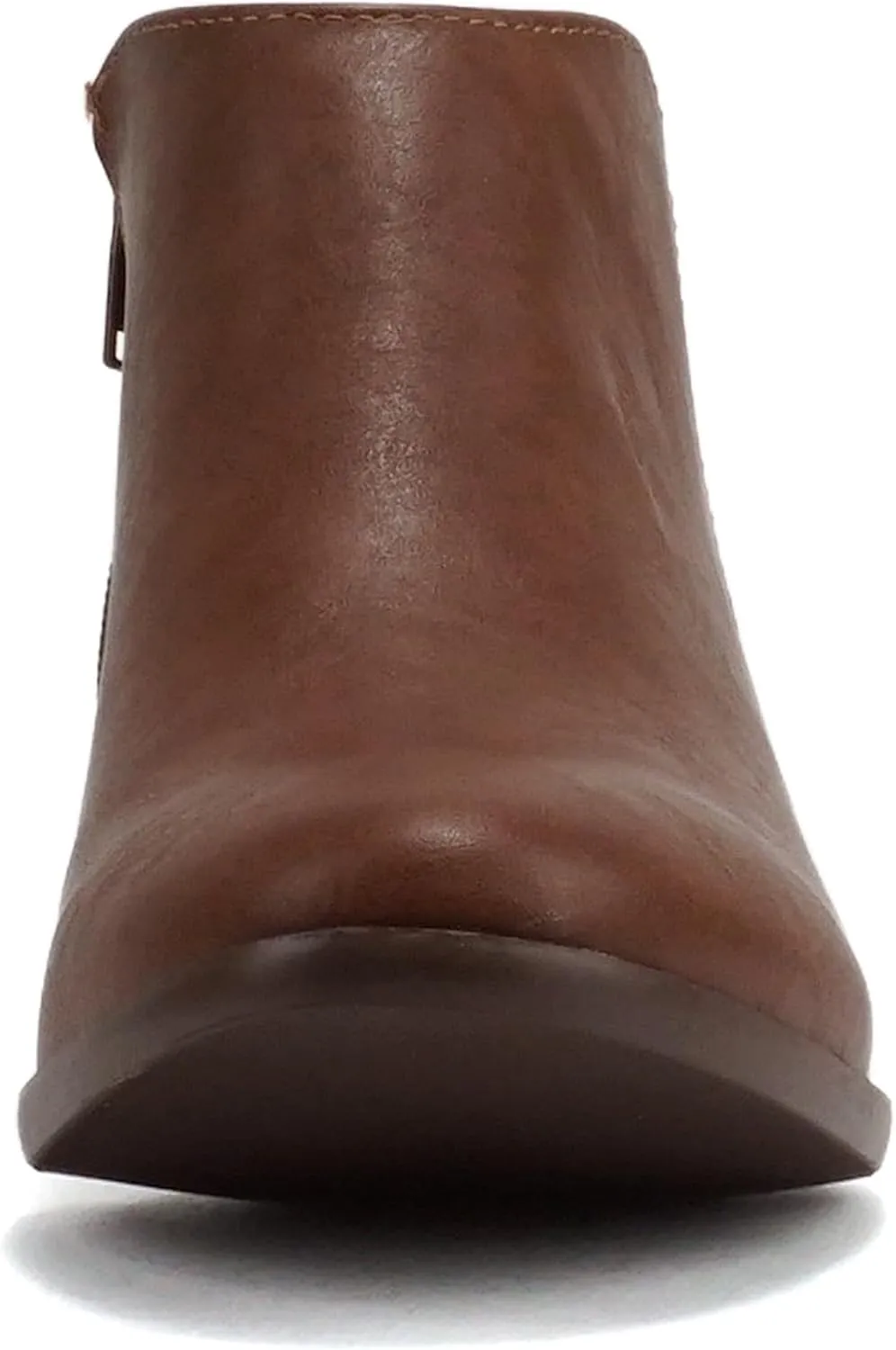 SODA Women's Round Toe Faux Suede Stacked Heel Western Ankle Bootie