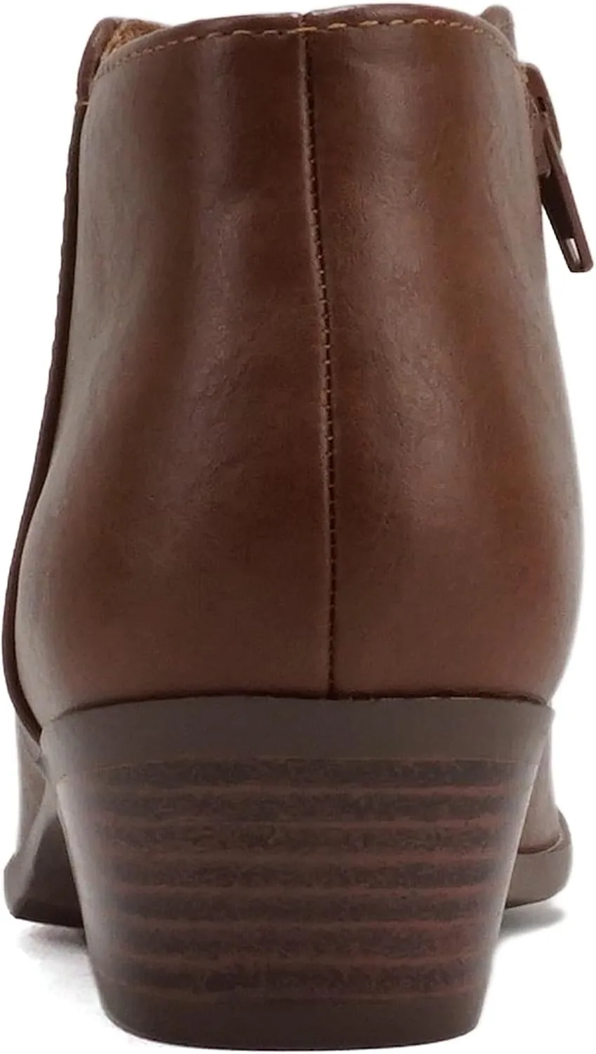 SODA Women's Round Toe Faux Suede Stacked Heel Western Ankle Bootie