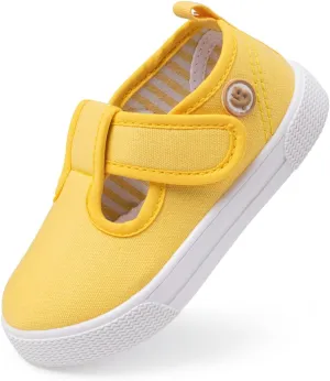 Sonsage Toddler Boys Girls Canvas Sneakers Soft Sole T-Strap Shoes Lightweight Comfy Classical Flats Non Skid Shoe for Little Kids