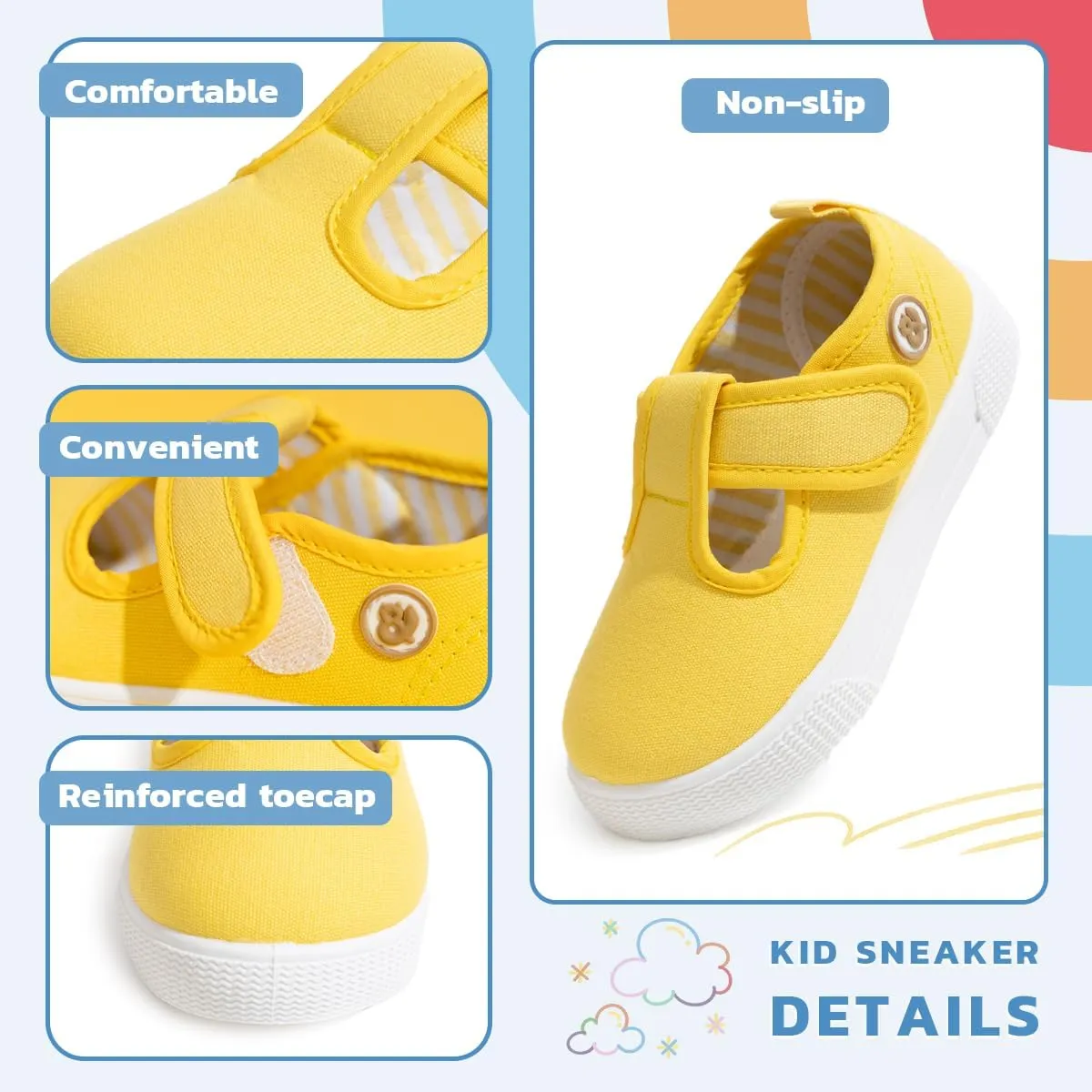 Sonsage Toddler Boys Girls Canvas Sneakers Soft Sole T-Strap Shoes Lightweight Comfy Classical Flats Non Skid Shoe for Little Kids