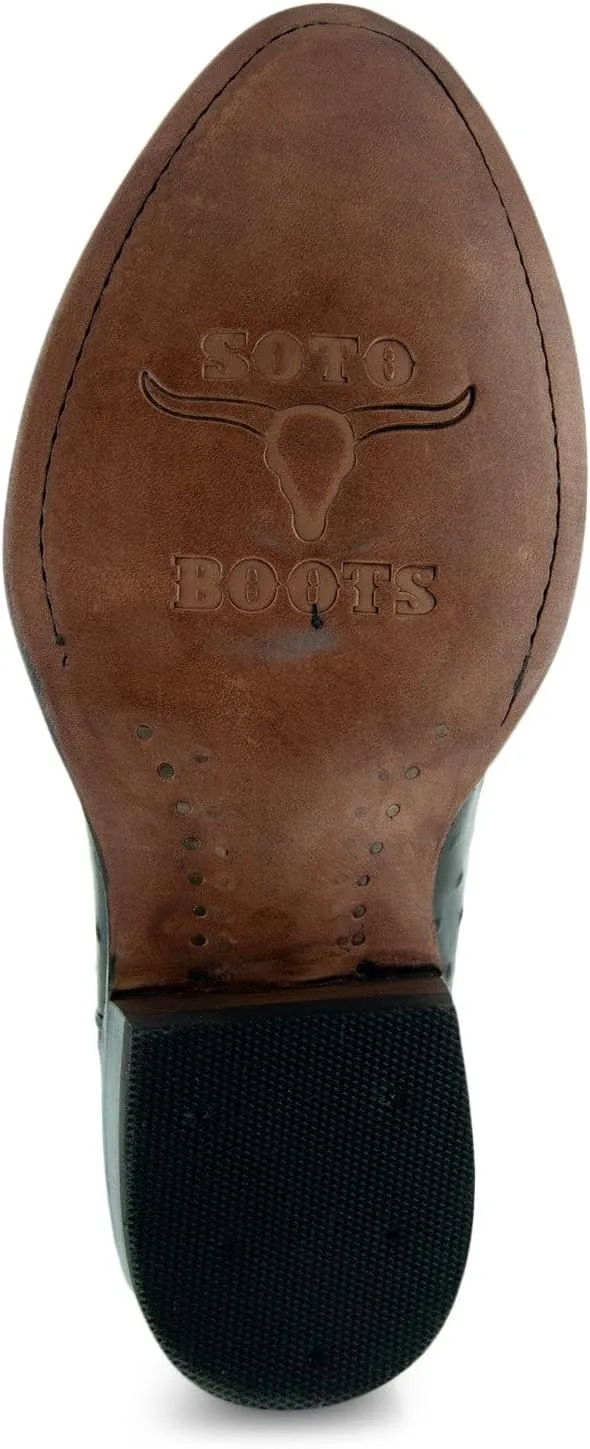 Soto Boots Men's Ostrich Print Cowboy Boots, Exotic Print Men's Cowboy Boots, Western Boots For Men H7002