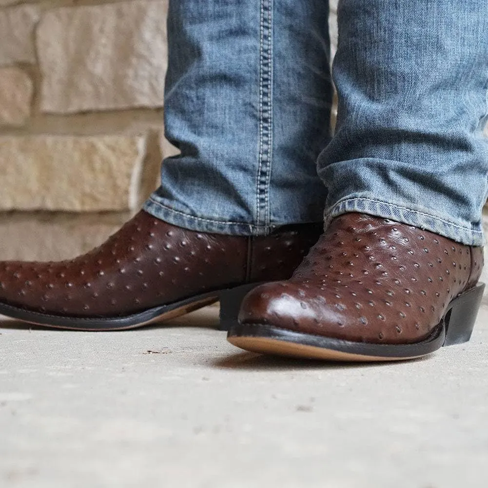 Soto Boots Men's Ostrich Print Cowboy Boots, Exotic Print Men's Cowboy Boots, Western Boots For Men H7002