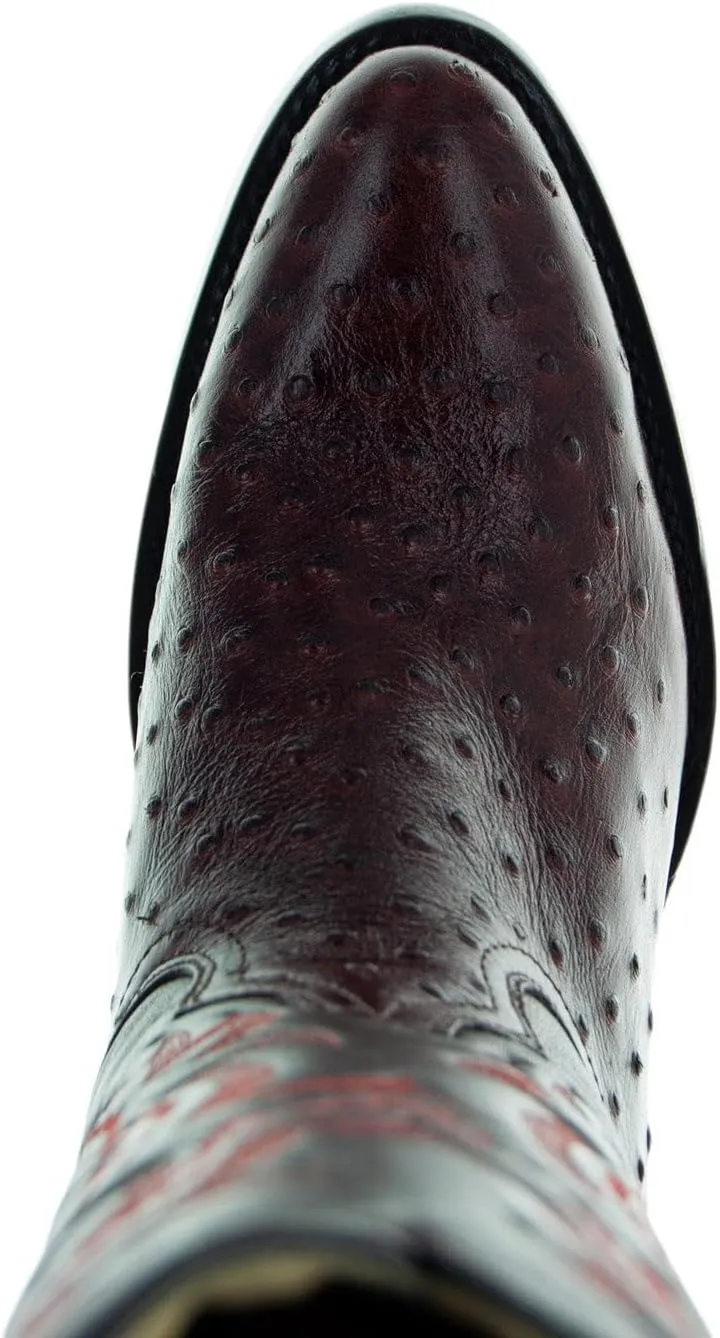 Soto Boots Men's Ostrich Print Cowboy Boots, Exotic Print Men's Cowboy Boots, Western Boots For Men H7002