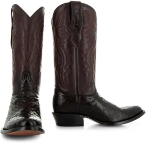 Soto Boots Men's Ostrich Print Cowboy Boots, Exotic Print Men's Cowboy Boots, Western Boots For Men H7002