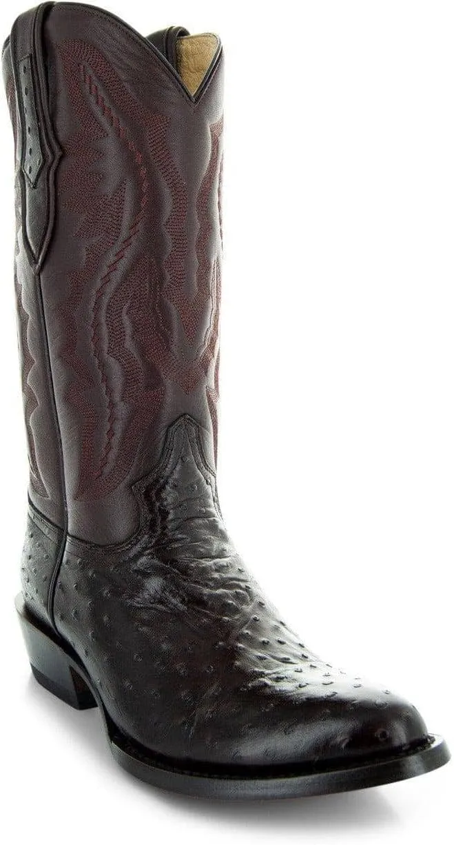 Soto Boots Men's Ostrich Print Cowboy Boots, Exotic Print Men's Cowboy Boots, Western Boots For Men H7002