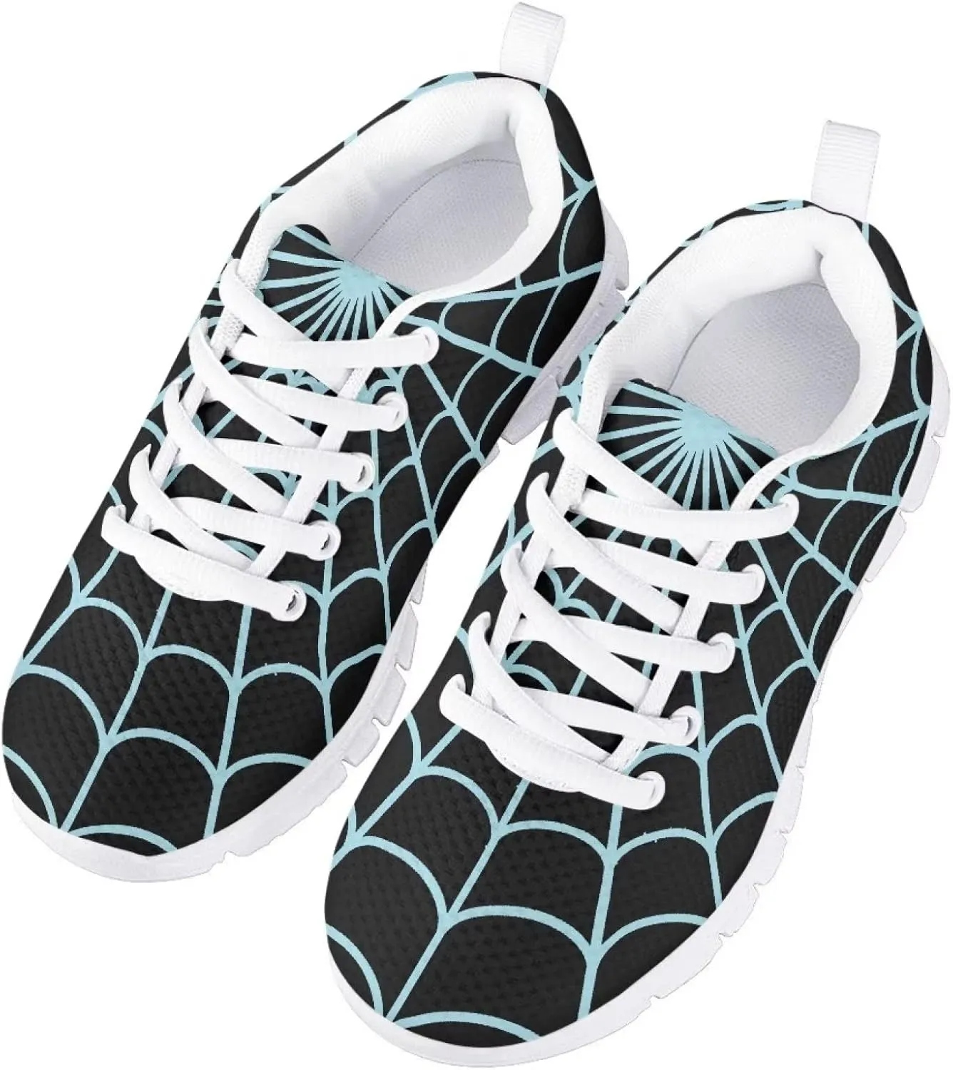 Spider Web Print Kids Casual Tennis Shoes for Girls Boys School Dance Running Tennis Shoes Lace Up Lightweight Walking Athletic Sneakers