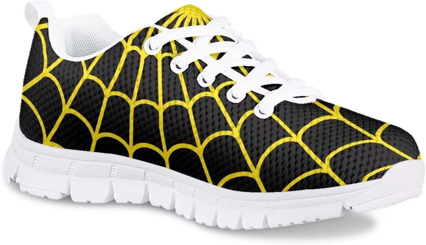 Spider Web Print Kids Casual Tennis Shoes for Girls Boys School Dance Running Tennis Shoes Lace Up Lightweight Walking Athletic Sneakers
