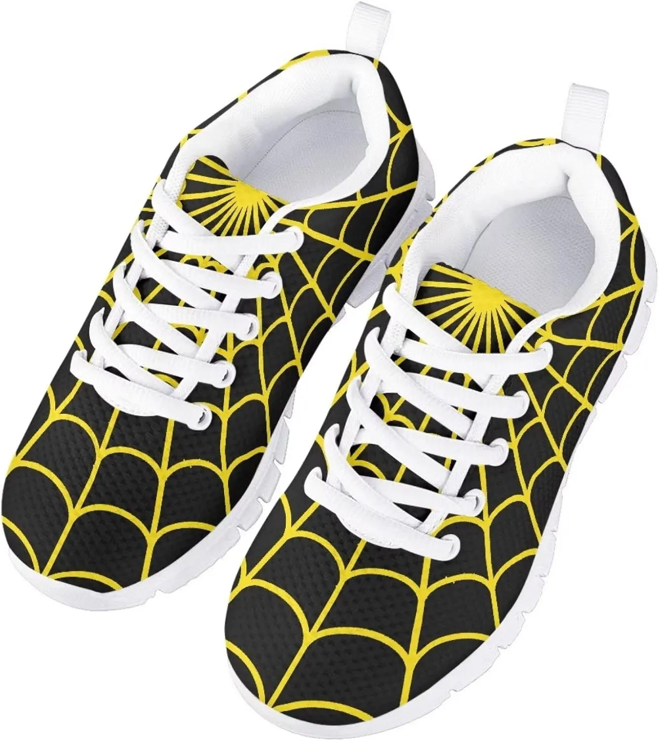 Spider Web Print Kids Casual Tennis Shoes for Girls Boys School Dance Running Tennis Shoes Lace Up Lightweight Walking Athletic Sneakers