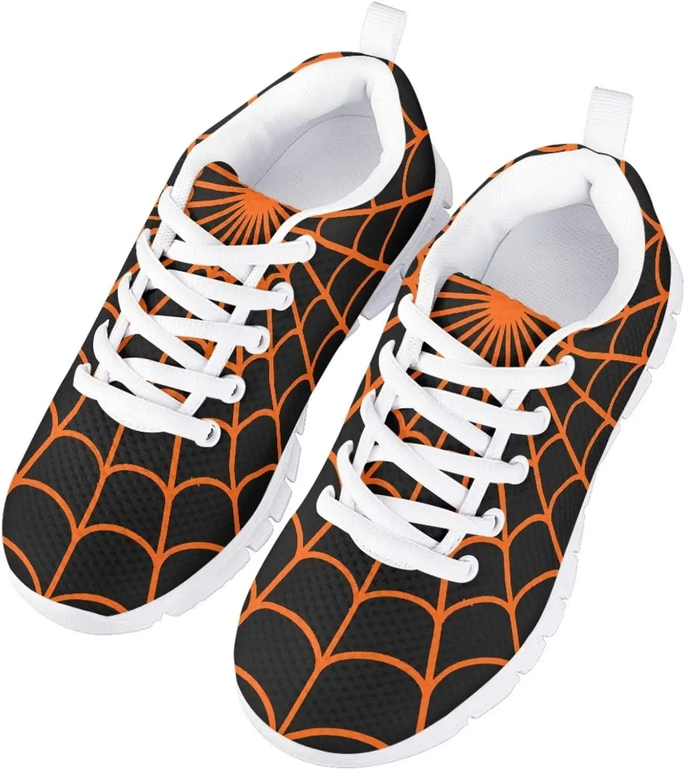 Spider Web Print Kids Casual Tennis Shoes for Girls Boys School Dance Running Tennis Shoes Lace Up Lightweight Walking Athletic Sneakers