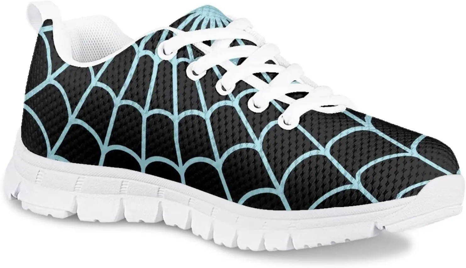 Spider Web Print Kids Casual Tennis Shoes for Girls Boys School Dance Running Tennis Shoes Lace Up Lightweight Walking Athletic Sneakers