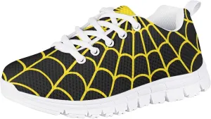 Spider Web Print Kids Casual Tennis Shoes for Girls Boys School Dance Running Tennis Shoes Lace Up Lightweight Walking Athletic Sneakers