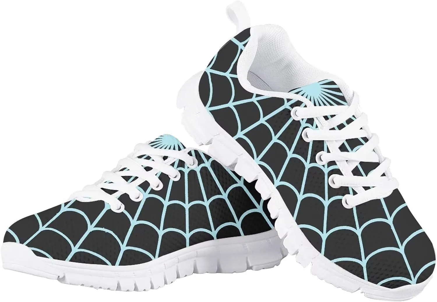 Spider Web Print Kids Casual Tennis Shoes for Girls Boys School Dance Running Tennis Shoes Lace Up Lightweight Walking Athletic Sneakers