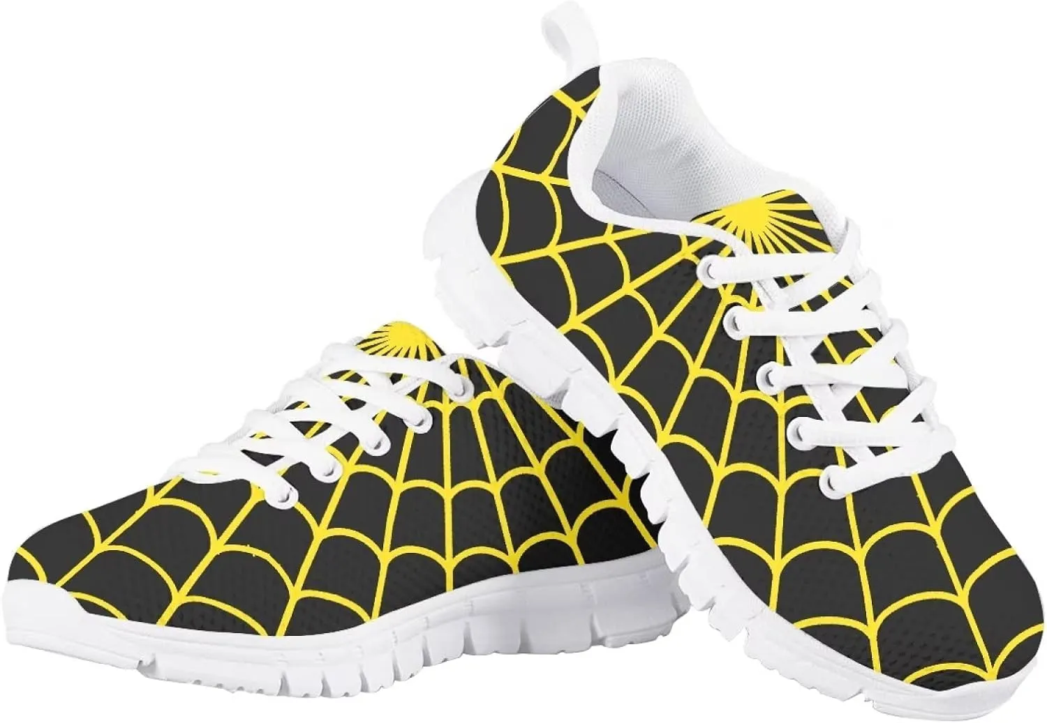 Spider Web Print Kids Casual Tennis Shoes for Girls Boys School Dance Running Tennis Shoes Lace Up Lightweight Walking Athletic Sneakers