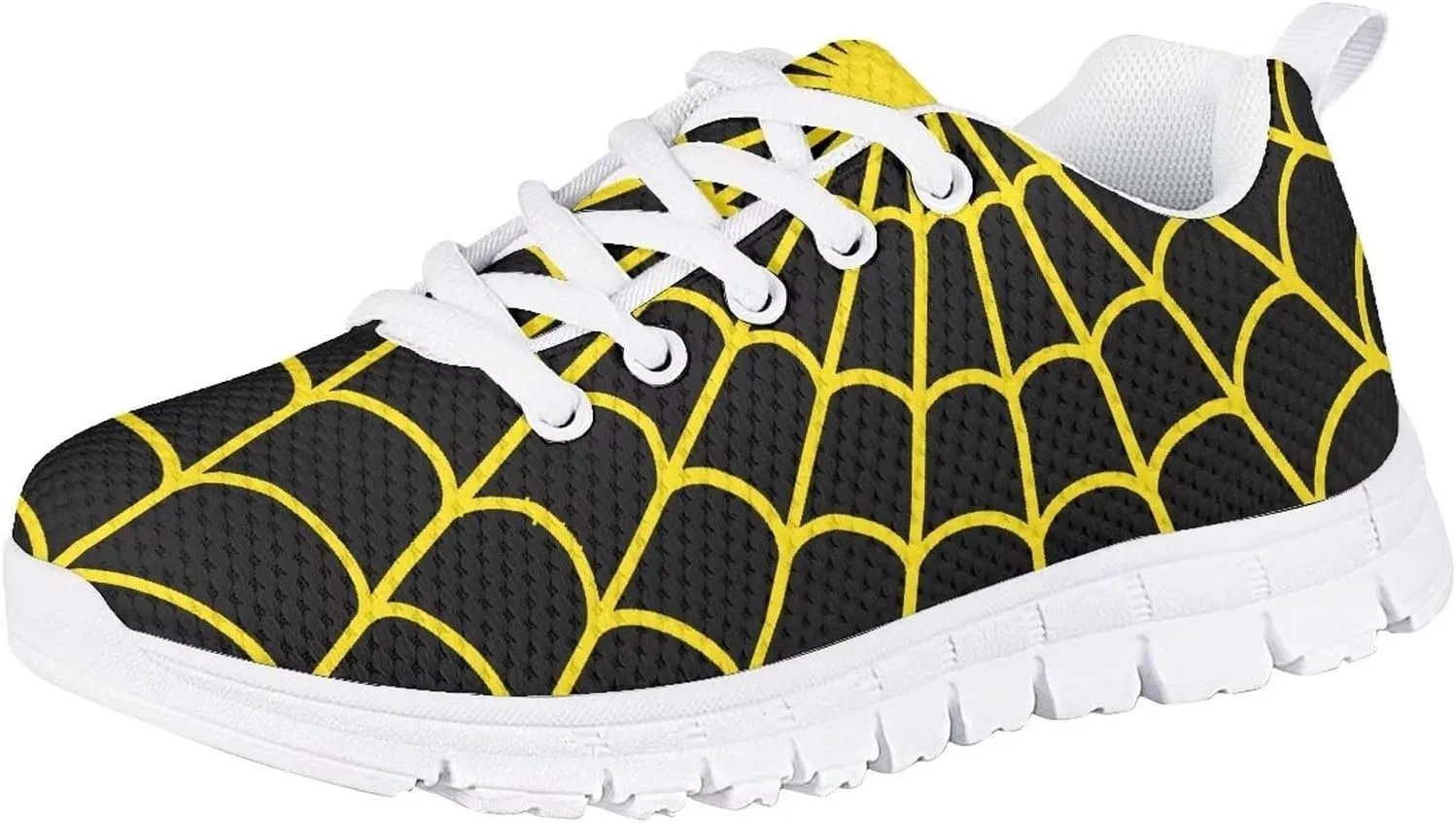Spider Web Print Kids Casual Tennis Shoes for Girls Boys School Dance Running Tennis Shoes Lace Up Lightweight Walking Athletic Sneakers