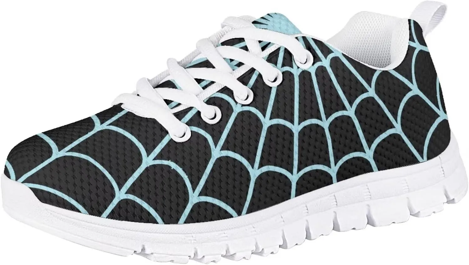 Spider Web Print Kids Casual Tennis Shoes for Girls Boys School Dance Running Tennis Shoes Lace Up Lightweight Walking Athletic Sneakers