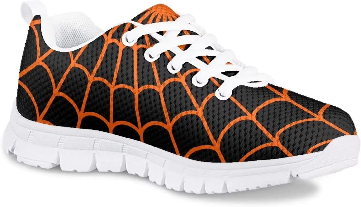 Spider Web Print Kids Casual Tennis Shoes for Girls Boys School Dance Running Tennis Shoes Lace Up Lightweight Walking Athletic Sneakers