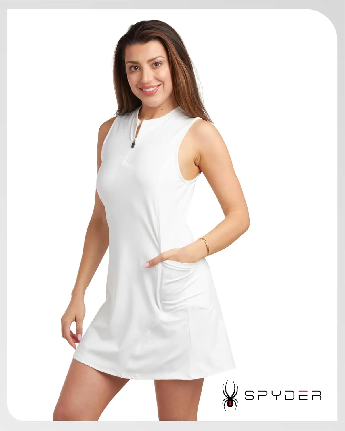 Spyder Womens Athletic Dress - Sleeveless Tennis Dress with Pockets, Quick-Dry Quarter Zip Golf Dresses for Women (S-XL)