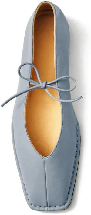 Square Toe Ballet Flats for Women Lace Up Cute Flats Comfortable Ballerina Flats