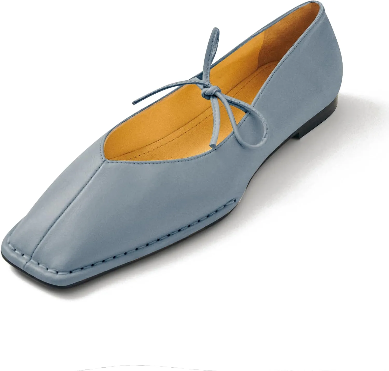 Square Toe Ballet Flats for Women Lace Up Cute Flats Comfortable Ballerina Flats